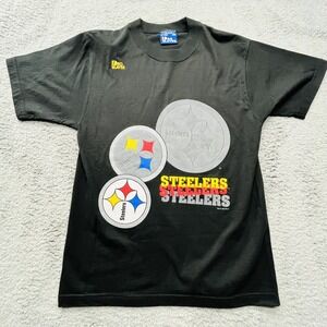 Pittsburgh Steelers T-Shirt Size MediumVintage 90s Black‎ Pro Player Made in USA